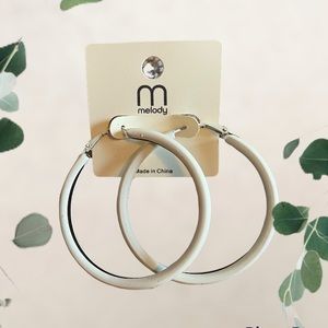 White Hoop Earrings